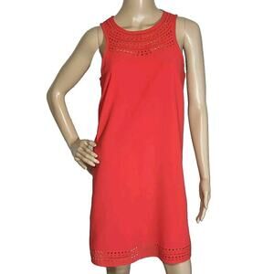 Trina Turk Halter Neck Shift Dress Size 4 Small Laser Cut Detail Above The Knee